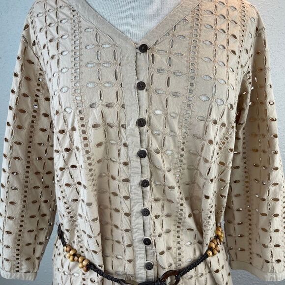 NWT Multiples Button Down Shirt and Belt Size L - Picture 2 of 10